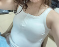 俞兆林吊帶背心女帶胸墊紐扣修身彈力遮副乳休閑百搭純欲風(fēng)上衣白色 曬單實(shí)拍圖