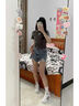 凡小如牛仔短褲女夏季2025年新款休閑辣妹破洞褲寬松高腰顯瘦小個(gè)子熱褲 復(fù)古藍(lán) XL 【建議108-120斤】 曬單實(shí)拍圖
