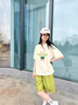 G.DUCKKIDS小黃鴨女大童時尚中褲套裝夏裝2025新款初中生女孩夏天休閑五分褲 杏色套裝 130 曬單實拍圖