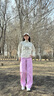 KOLON SPORT/可隆梭織褲 女子戶(hù)外運動(dòng)防風(fēng)防曬防潑水微哈倫闊腿褲 LKLP5MT582-PK 粉紅 XS 155/66A 曬單實(shí)拍圖