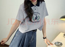 闊色（kuose）美式兔子短袖純棉T恤女2025春夏季新款灰色polo領(lǐng)短款上衣 灰色 M 曬單實拍圖