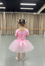 舞東方舞蹈服兒童女春夏短袖芭蕾舞裙女孩幼兒中國舞跳舞衣服女童練功服 粉色（短袖） 105 (身高101-105厘米) 曬單實(shí)拍圖