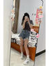 凡小如牛仔短褲女夏季2025年新款休閑辣妹破洞褲寬松高腰顯瘦小個(gè)子熱褲 復(fù)古藍(lán) XL 【建議108-120斤】 曬單實(shí)拍圖