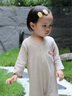 湯尼倍兒嬰兒連體衣服夏季七分袖空調(diào)服新生兒純棉爬服男女寶寶外出哈衣 卡其色 /可愛小狗 90cm 曬單實(shí)拍圖