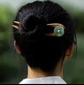 夢君宸黑檀木u型雙簪子高級感發(fā)釵復古風簡約發(fā)簪日常挽發(fā)發(fā)飾七夕禮物 曉荷 綠檀木 發(fā)簪一支 曬單實拍圖