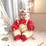流貝嬰兒衣服新生兒連體衣服秋冬加厚夾棉保暖棉服外出抱衣寶寶冬裝 暖絨 紅色平平安安 85cm 90cm(適合20-24斤內身高79 曬單實拍圖