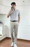 BrooksBrothers布克兄弟男士25早秋新款牛津紡刺繡logo短袖襯衫 B976-條紋 M 曬單實拍圖