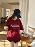真維斯（JEANSWEST）短袖短褲休閑運動套裝女生夏季2025新款寬松純棉夏天小個子一整套 酒紅 海洋天堂+米色 莓果熊_K XL 曬單實拍圖