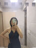 大碼茶系穿搭微胖牛仔連衣裙女夏季中長款胖mm收腹顯瘦法式吊帶裙 藍(lán)色 L 曬單實拍圖