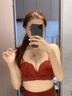 維多利亞的格調維密系列本命年紅色前扣內衣女小胸聚攏2025夏季新娘結婚蕾絲文胸 柔霧紅(內衣+內褲) 70A 32ABC通用杯 曬單實(shí)拍圖