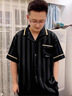 芬之伴睡衣男士夏季薄款冰絲短袖短褲條紋圖案青少年輕奢高檔大碼家居服 JF#4810瑾瑜墨 XL 175/XL碼（建議140-160斤） 曬單實拍圖
