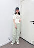 優(yōu)優(yōu)1點（Yoyo one）女童夏季套裝2025年新款兒童短袖工裝運動夏裝又酷又颯的大童女裝 15265綠色+9937米白色 150 150cm 曬單實拍圖