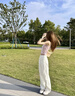 Lee Cooper/李庫珀 白色牛仔褲女春夏季25新款高腰顯瘦休閑垂感闊腿長褲女 白色 L 曬單實拍圖