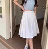 伊琦蕾（YIQILEI）【有內襯】2025夏季新款中長(cháng)款短裙高腰百褶裙白色半身裙氣質(zhì)顯瘦 主圖色(白色） M 【建議95-105斤】 曬單實(shí)拍圖