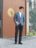 金利來(lái)【彈力透氣】春夏男士單西裝修身商務(wù)休閑西服外套男 灰藍 50A 曬單實(shí)拍圖