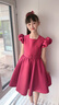 衣諾坊新款女童禮服裙酒紅公主裙生日六一演出服兒童婚禮花童裙子 曬單實拍圖