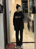 ZMEX小眾設(shè)計(jì)感情侶連帽衛(wèi)衣男裝秋冬裝上衣服男女寬松oversize外套男 黑色[加厚] (優(yōu)質(zhì)版) 加絨 XL 121-135斤 曬單實(shí)拍圖