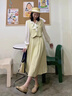 DGOV法式絕美長(zhǎng)袖連衣裙子女2025夏季新款假兩件溫柔多巴胺氣質(zhì)長(zhǎng)裙 黃綠色長(zhǎng)裙 S 40/45kg 曬單實(shí)拍圖