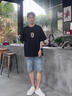 雅鹿男士棉布短褲夏季薄款寬松潮牌五分中褲韓版潮流破洞分馬褲彈性 藍(lán)色 31 推薦120-130斤 曬單實(shí)拍圖