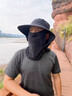 森用太陽帽夏季防曬帽透氣面罩男女漁夫帽釣魚登山旅游遮陽帽頭套頭巾 灰色-面罩可拆卸 曬單實(shí)拍圖