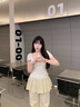 衣然呈品法式斜肩短袖T恤女夏季波點蝴蝶結(jié)拼接甜辣妹純欲修身氣質(zhì)短上衣 白色 M 【建議95-110斤】 曬單實拍圖