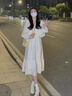 SNYDER WEAR溫柔風(fēng)杏色連衣裙百搭顯瘦仙女裙2025夏季新款海邊度假長(cháng)裙子女 杏白色 S 建議90斤內 曬單實(shí)拍圖