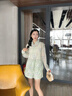 佰藍嬌新中式國風(fēng)套裝女2025夏季女裝新款時尚防曬衣薄款上衣短褲兩件套 綠色 S 曬單實拍圖
