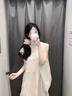 DALEY MODE開(kāi)春法式小飛袖連衣裙女夏季2025小個(gè)初戀清純奶甜美公主長(cháng)裙 杏色連衣裙  S 40/45kg 曬單實(shí)拍圖