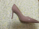 73Hours劉亦菲同款女鞋Brittany25新款通勤尖頭職業(yè)細高跟鞋淺口單鞋女 空氣棉-亮面牛皮-臟粉-8.5cm 37 曬單實(shí)拍圖