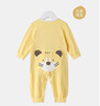 七樂豆嬰兒純棉連體衣服春秋款男女寶寶秋衣幼兒外穿秋裝小月齡護(hù)肚睡衣 奶黃 80cm 曬單實(shí)拍圖