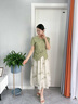 俞兆林（YUZHAOLIN）年輕媽媽夏裝國風(fēng)套裝半身裙小個(gè)子洋氣質(zhì)短袖上衣服兩件套中年女 淺綠色套裙 3XL 建議[115-125斤] 曬單實(shí)拍圖