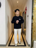 Foss Phil美式潮牌彎刀褲男春秋季拼接拖地高街寬松長褲大碼垂感闊腿休閑褲 JCDM-K5630白色 XL 曬單實拍圖