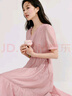 茵曼度假風(fēng)萊賽爾V領(lǐng)連衣裙2025夏季女裝新品氣質(zhì)通勤泡泡袖長裙 淺粉色 XL 曬單實(shí)拍圖