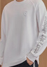 卡賓（CABBEEN）【純棉重磅】運動(dòng)風(fēng)長(cháng)袖T恤男休閑百搭舒適龜裂印花寬松上衣 米白色12 XL /180/52 曬單實(shí)拍圖