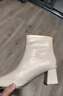 卓詩(shī)尼粗跟短靴女款秋冬高跟時(shí)裝瘦瘦靴子黑色單靴英倫風(fēng) 米白色 36 曬單實(shí)拍圖