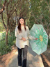 左都（ZUODU）遮陽(yáng)傘加大號(hào)防曬防紫外線彩膠大花太陽(yáng)傘女晴雨兩用折疊便攜雨傘 【翠菊】插畫彩膠upf50+晴雨兩用 曬單實(shí)拍圖