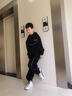 卡兔藍(lán)貓男童春秋季衛(wèi)衣套裝2023新款中大兒童男孩秋款酷帥秋裝帥氣時(shí)髦潮 黑色 150 曬單實(shí)拍圖
