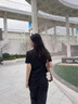 真維斯（JEANSWEST）v領(lǐng)t恤女2025夏季新款純棉短袖女韓版潮流小個子寬松正肩短袖上衣 黑色 毛絨花口袋_K_ L 曬單實(shí)拍圖