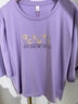 聆欣純棉七分袖T恤女2025年夏季新款女裝寬松顯瘦圓領(lǐng)體恤衫韓版衣服 紫色 M 建議80-95斤 曬單實(shí)拍圖