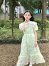 湯靈鼠女大童夏季連衣裙時(shí)尚女孩公主裙子洋氣兒童夏裝女韓版中大童女裝 綠色碎花連衣裙 140(建議身高130-140cm) 曬單實(shí)拍圖