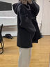 Teenie Weenie小熊女裝短款連帽雙面毛呢大衣綿羊毛混紡基礎款外套 黑色 S (160) 曬單實(shí)拍圖