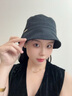 蘇木佰（SOMUBAY）簡(jiǎn)約透氣棉麻漁夫帽女士夏季百搭素顏遮陽(yáng)盆帽韓版氣質(zhì)水桶帽子潮 黑色 M(56-58cm) 曬單實(shí)拍圖