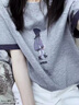 風(fēng)采兔歐洲站2025夏季新款寬松顯瘦減齡撞色小女孩套頭短袖T恤女潮上衣 灰色 L 曬單實(shí)拍圖