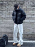 POUM白色牛仔褲男士款春秋季款cleanfit垂感褲子窄版修身直筒微喇休閑 XBNDMNZ-790白色 XL 曬單實(shí)拍圖