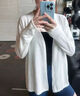SPLAN喚醒計劃純色長(cháng)袖開(kāi)衫休閑簡(jiǎn)約百搭慵懶毛織微寬松無(wú)扣透氣外套女 米露白 M 曬單實(shí)拍圖