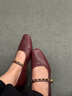 他她（TATA）復古紅色瑪麗珍鞋女鞋平底淺口單鞋2025春季新款 酒紅 37 曬單實(shí)拍圖