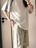 肯奈迪高級感棉質(zhì)短袖男t恤美式小眾潮流拼接夏季簡(jiǎn)約百搭寬松條紋上衣 棉質(zhì)潮流短袖 米灰色 2XL 【176-184cm】 曬單實(shí)拍圖