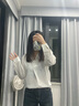 素織錦白襯衫女職業(yè)正裝春夏長袖寬松白色襯衣女士西裝內搭空乘面試上衣 純白長袖V領衫【均碼】 曬單實拍圖