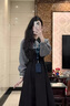 小野七天赫本風(fēng)連衣裙女2025春季法式復古設計感小眾氣質(zhì)拼接長(cháng)裙子 黑色連衣裙套裝 S 曬單實(shí)拍圖