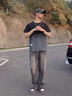 百鵲亭【2件裝】短袖t恤男夏季新款冰絲短袖男潮牌港風(fēng)半袖上衣男體恤 山峰白色+大笑臉黑色 XL 曬單實(shí)拍圖